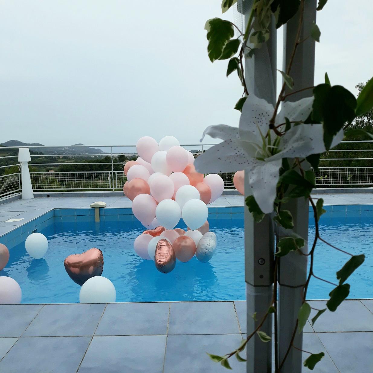 Ballon hélium piscine en bouquet