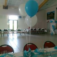 Décoration Ballons Baptême : blanc,argent et turquoise
