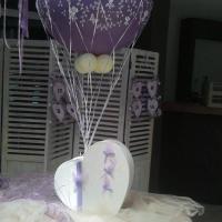 Urne montgolfière ivoire et parme